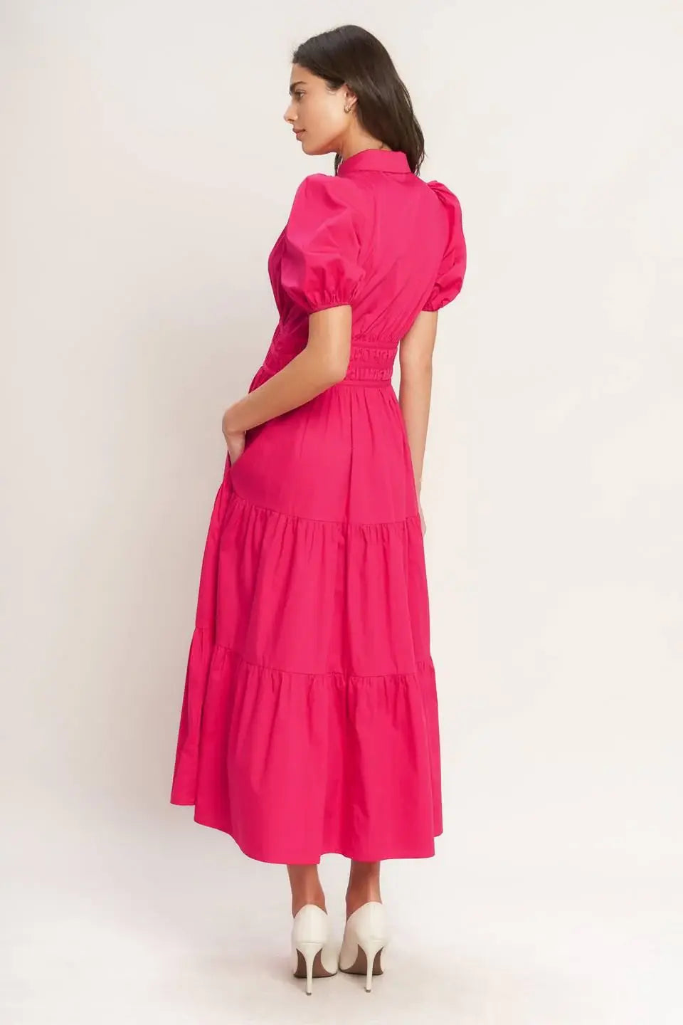 SUGAR CLOUD WOVEN MIDI DRESS - Flying Tomato - Flyclothing LLC