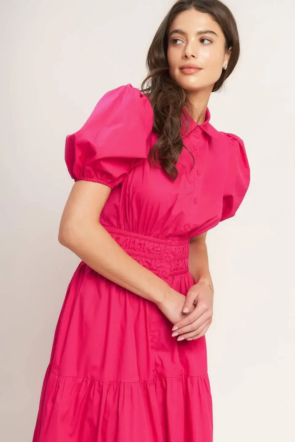 SUGAR CLOUD WOVEN MIDI DRESS - Flying Tomato - Flyclothing LLC