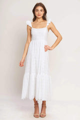 SWEET ESCAPE WOVEN EYELET MIDI DRESS - Flying Tomato - Flyclothing LLC