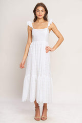 SWEET ESCAPE WOVEN EYELET MIDI DRESS - Flying Tomato - Flyclothing LLC
