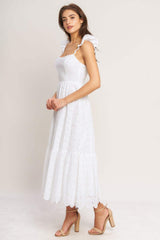 SWEET ESCAPE WOVEN EYELET MIDI DRESS - Flying Tomato - Flyclothing LLC