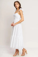 SWEET ESCAPE WOVEN EYELET MIDI DRESS - Flying Tomato - Flyclothing LLC
