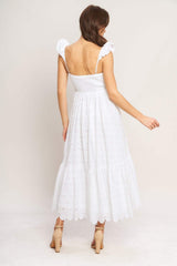 SWEET ESCAPE WOVEN EYELET MIDI DRESS - Flying Tomato - Flyclothing LLC