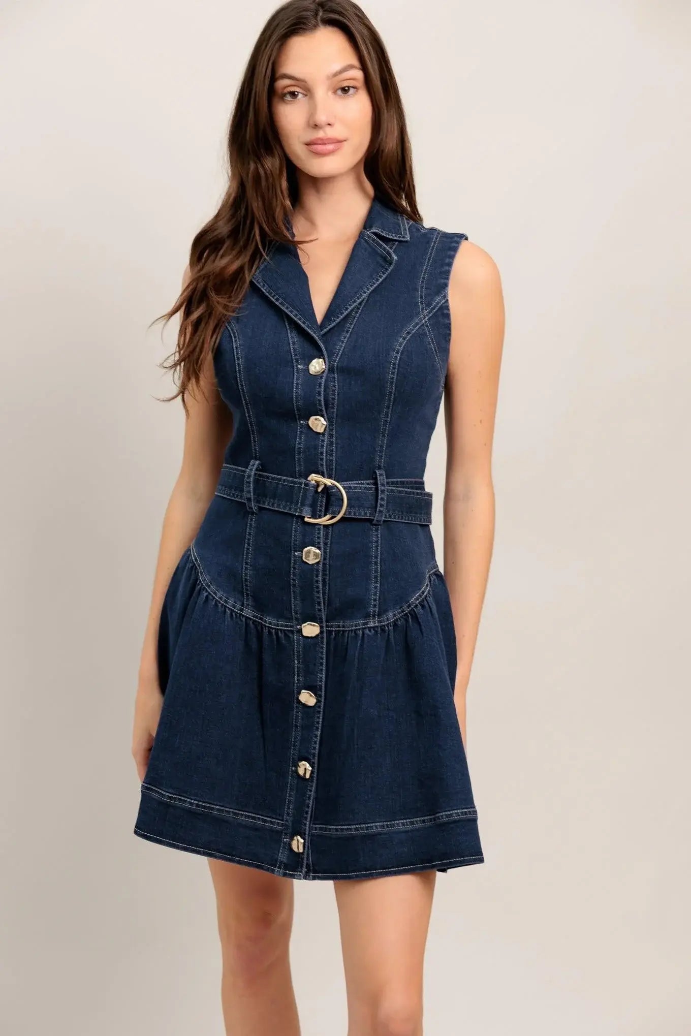 MADE TO FLATTER DENIM MINI DRESS - Flying Tomato - Flyclothing LLC