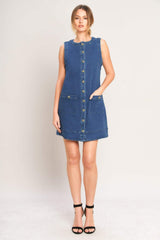 EVERYDAY ICON DENIM SHIFT DRESS - Flying Tomato - Flyclothing LLC