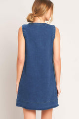 EVERYDAY ICON DENIM SHIFT DRESS - Flying Tomato - Flyclothing LLC