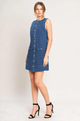 EVERYDAY ICON DENIM SHIFT DRESS - Flying Tomato - Flyclothing LLC