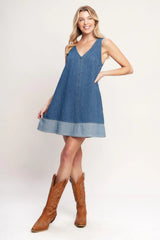 MAIN STREET DENIM MINI DRESS - Flying Tomato - Flyclothing LLC