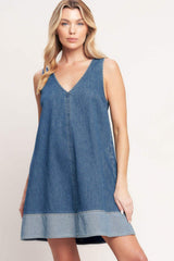 MAIN STREET DENIM MINI DRESS - Flying Tomato - Flyclothing LLC