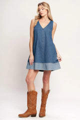 MAIN STREET DENIM MINI DRESS - Flying Tomato - Flyclothing LLC