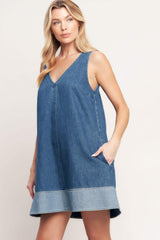 MAIN STREET DENIM MINI DRESS - Flying Tomato - Flyclothing LLC