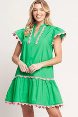 PRETTY IN GREEN WOVEN MINI DRESS - Flying Tomato - Flyclothing LLC
