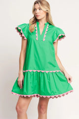 PRETTY IN GREEN WOVEN MINI DRESS - Flying Tomato - Flyclothing LLC