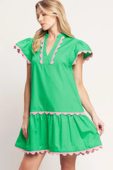 PRETTY IN GREEN WOVEN MINI DRESS - Flying Tomato - Flyclothing LLC