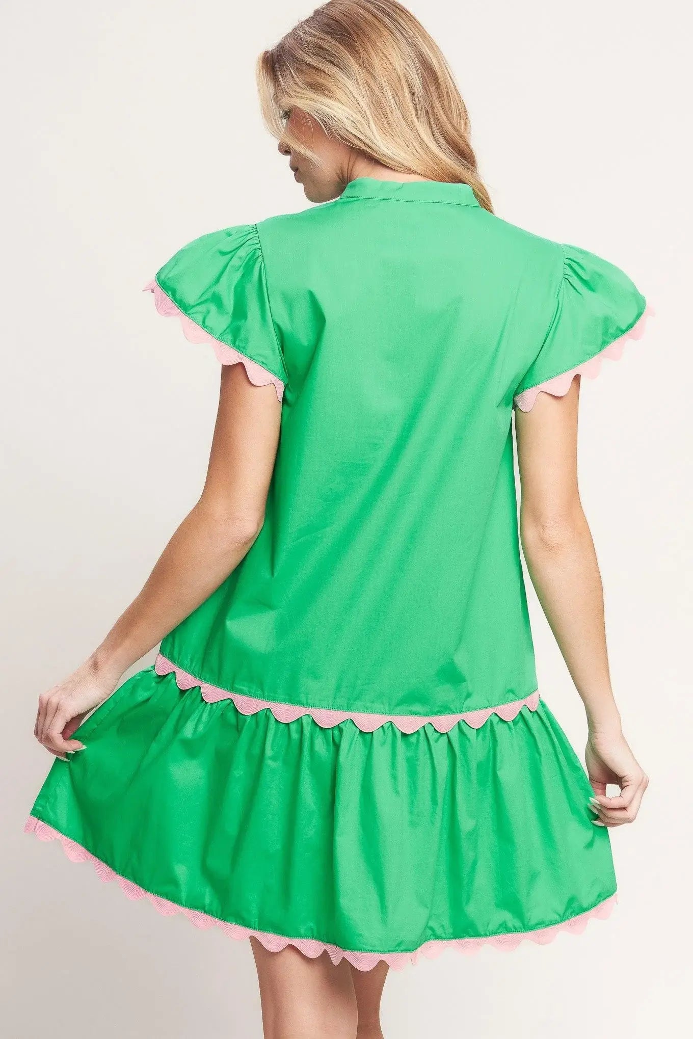 PRETTY IN GREEN WOVEN MINI DRESS - Flying Tomato - Flyclothing LLC