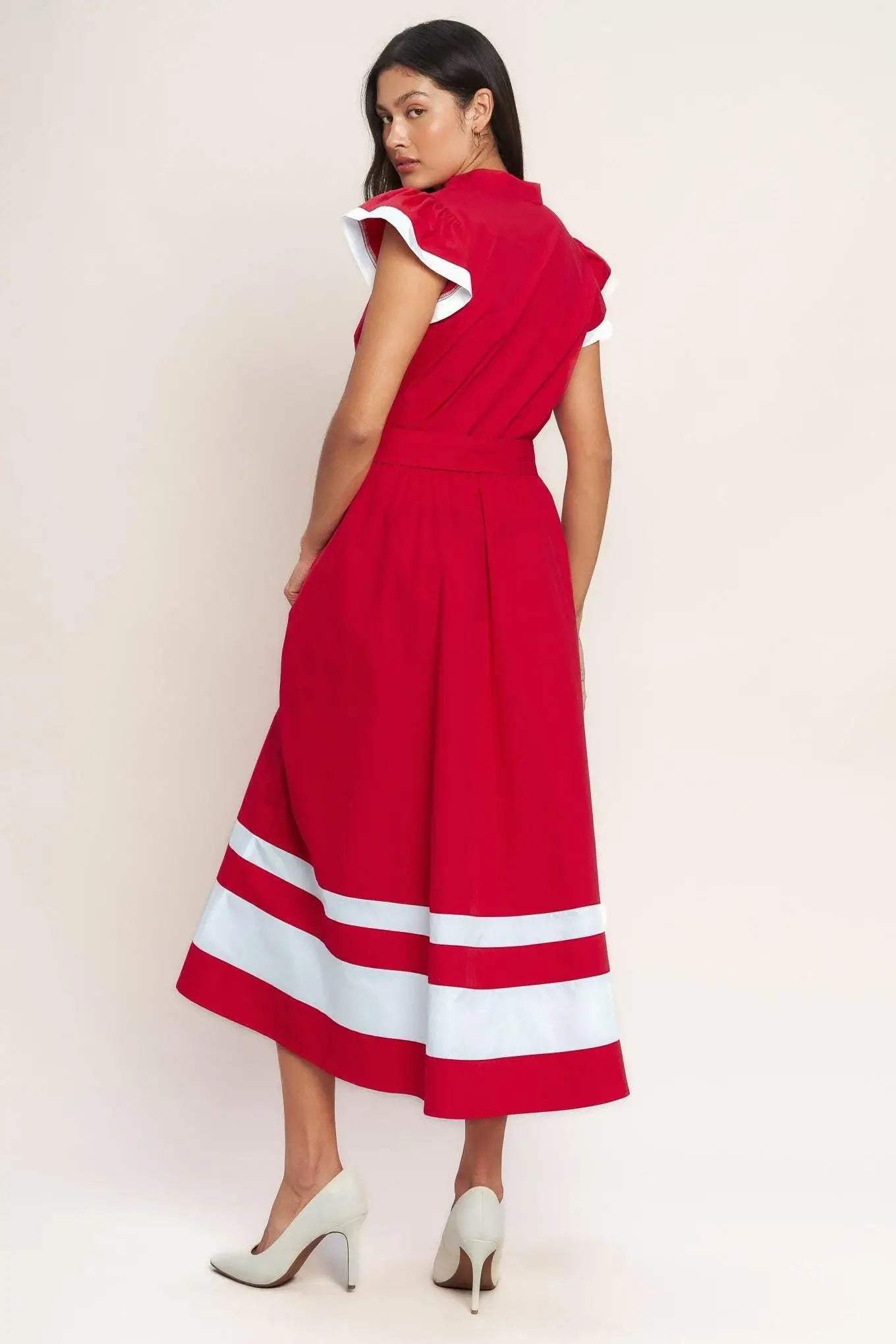 TRUE LOVE IN COLOR BLOCKED MIDI DRESS - Flying Tomato - Flyclothing LLC