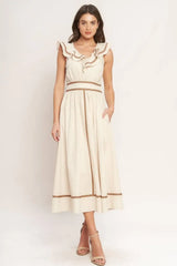 BREEZE CANVAS WOVEN MIDI DRESS - Flying Tomato - Flyclothing LLC