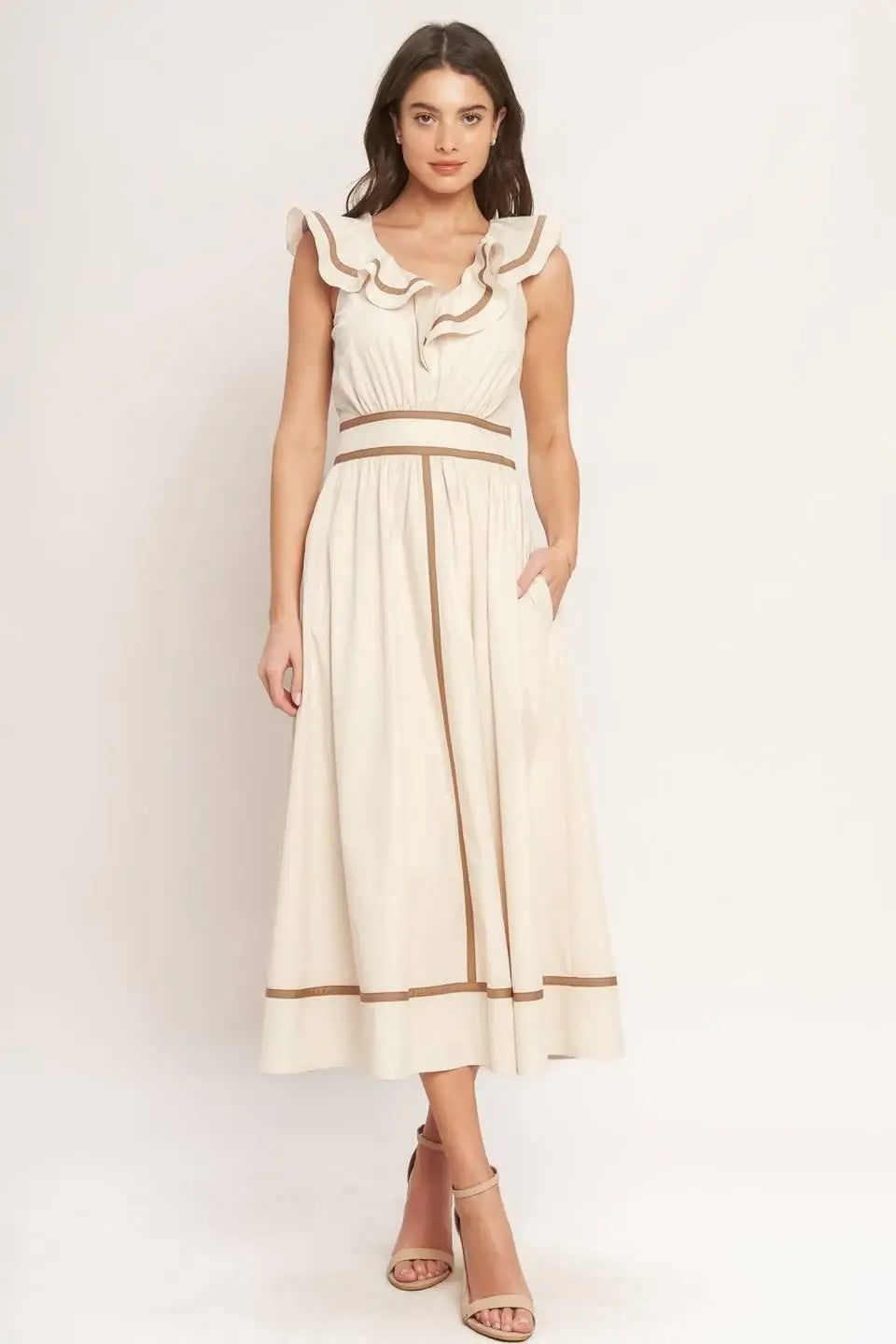 BREEZE CANVAS WOVEN MIDI DRESS - Flying Tomato - Flyclothing LLC