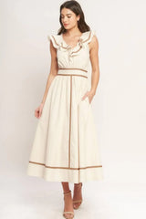 BREEZE CANVAS WOVEN MIDI DRESS - Flying Tomato - Flyclothing LLC
