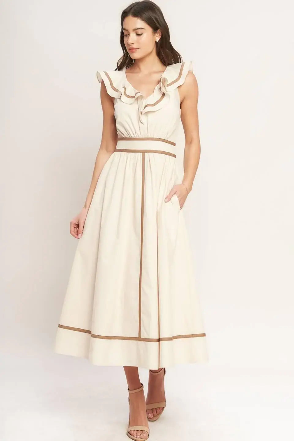 BREEZE CANVAS WOVEN MIDI DRESS - Flying Tomato - Flyclothing LLC