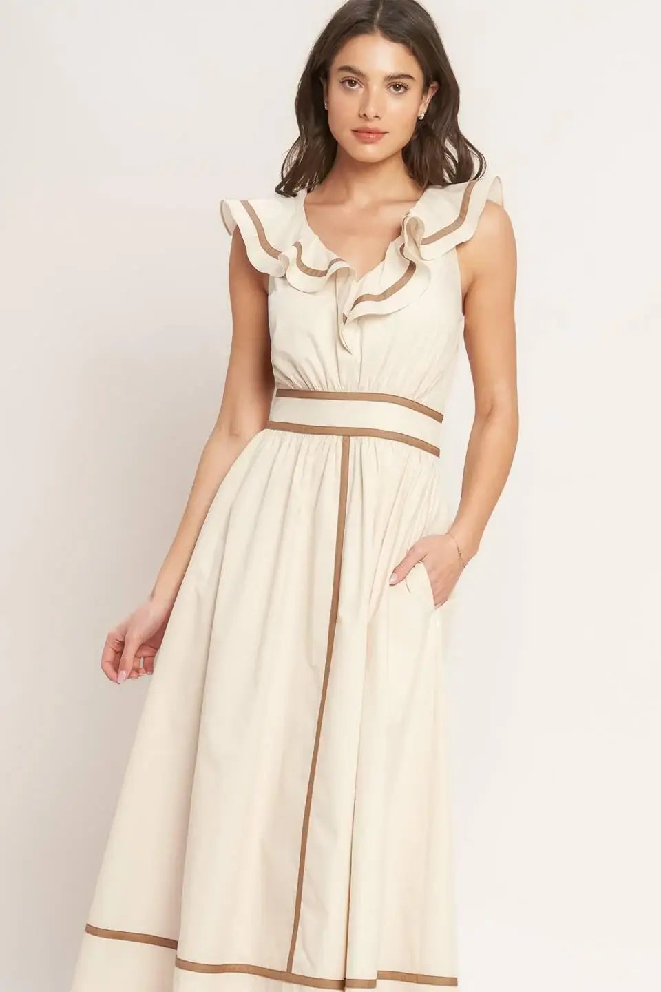 BREEZE CANVAS WOVEN MIDI DRESS - Flying Tomato - Flyclothing LLC
