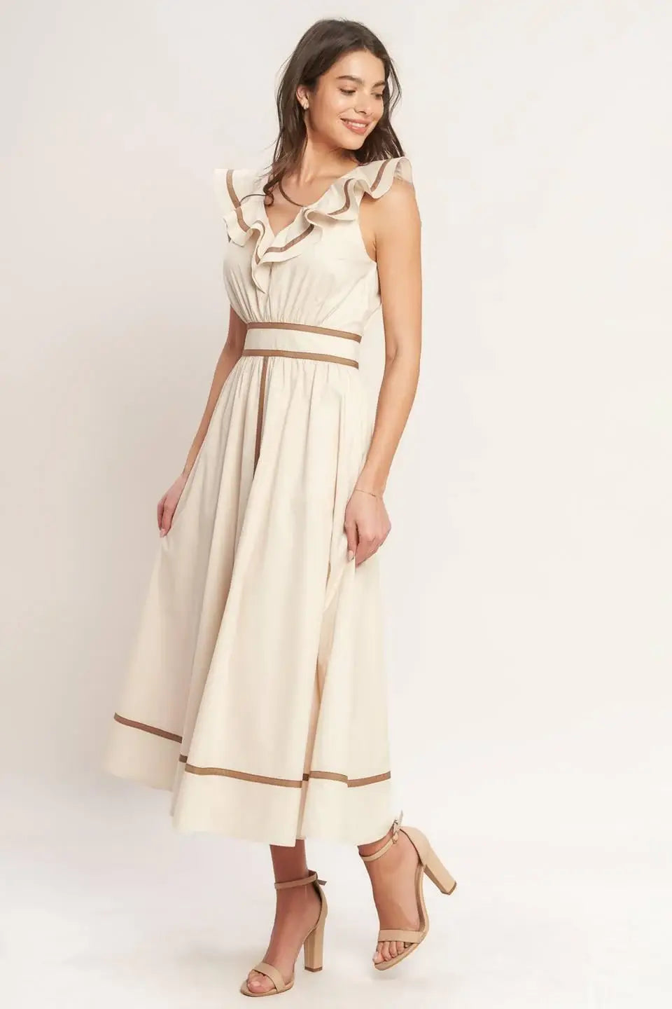 BREEZE CANVAS WOVEN MIDI DRESS - Flying Tomato - Flyclothing LLC