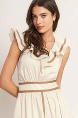 BREEZE CANVAS WOVEN MIDI DRESS - Flying Tomato - Flyclothing LLC