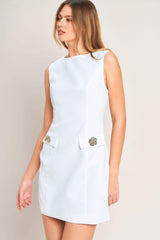 SWEET CITY CHARM WOVEN SHIFT DRESS - Flying Tomato - Flyclothing LLC