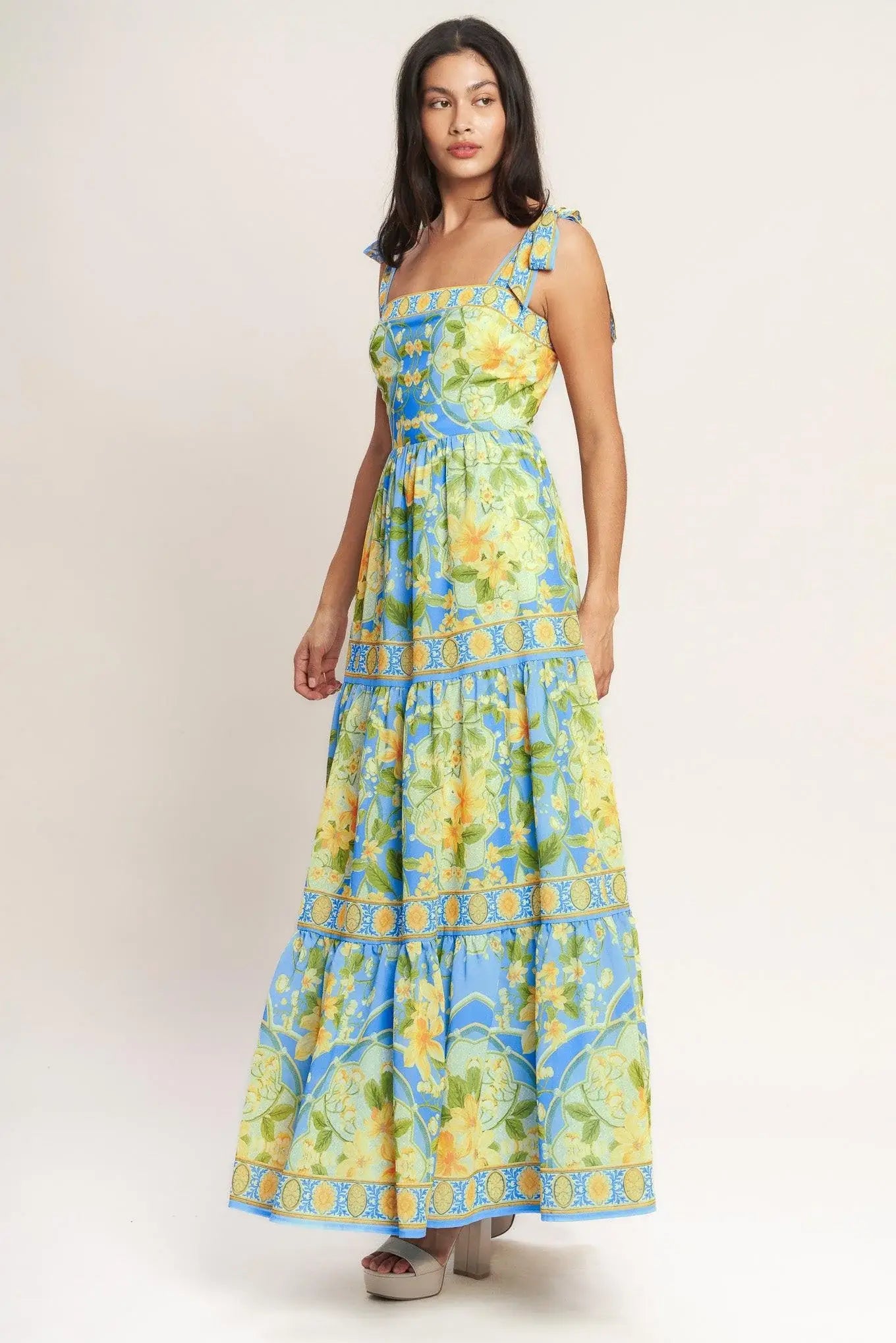 GOLDEN HOUR BLOOM WOVEN MAXI DRESS - Flying Tomato - Flyclothing LLC