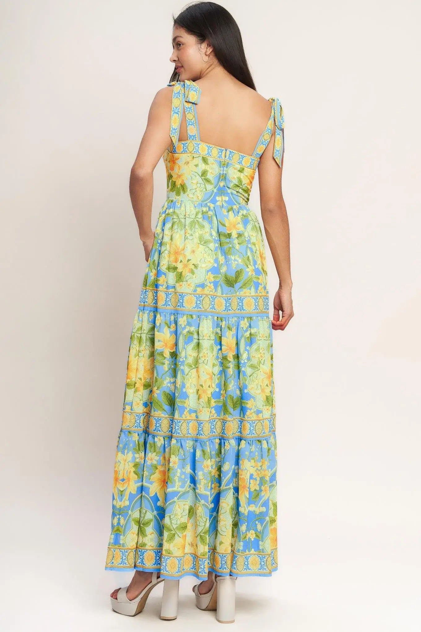 GOLDEN HOUR BLOOM WOVEN MAXI DRESS - Flying Tomato - Flyclothing LLC