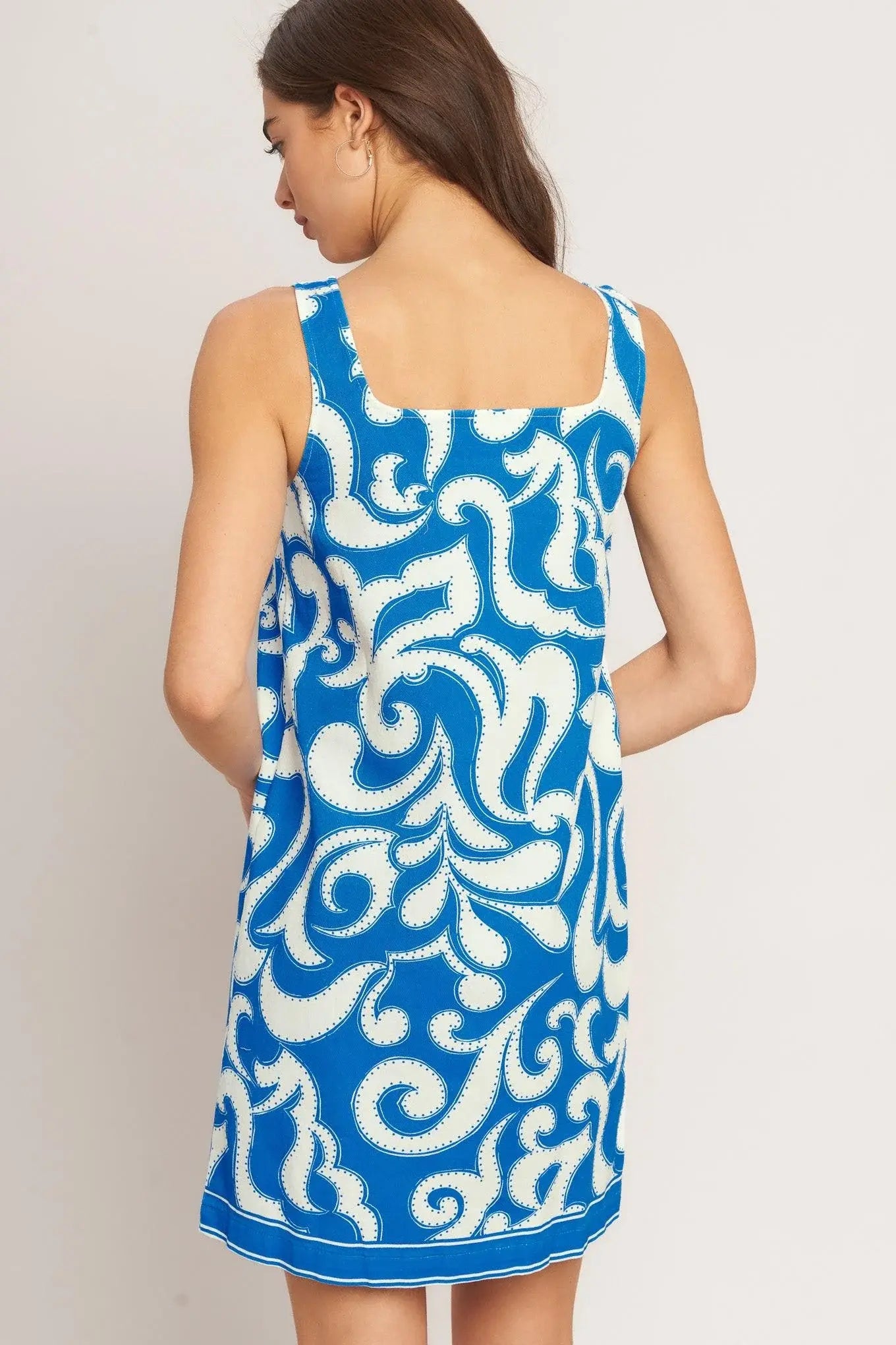 AZURE SWIRL WOVEN MINI DRESS - Flying Tomato - Flyclothing LLC