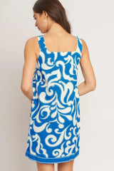 AZURE SWIRL WOVEN MINI DRESS - Flying Tomato - Flyclothing LLC
