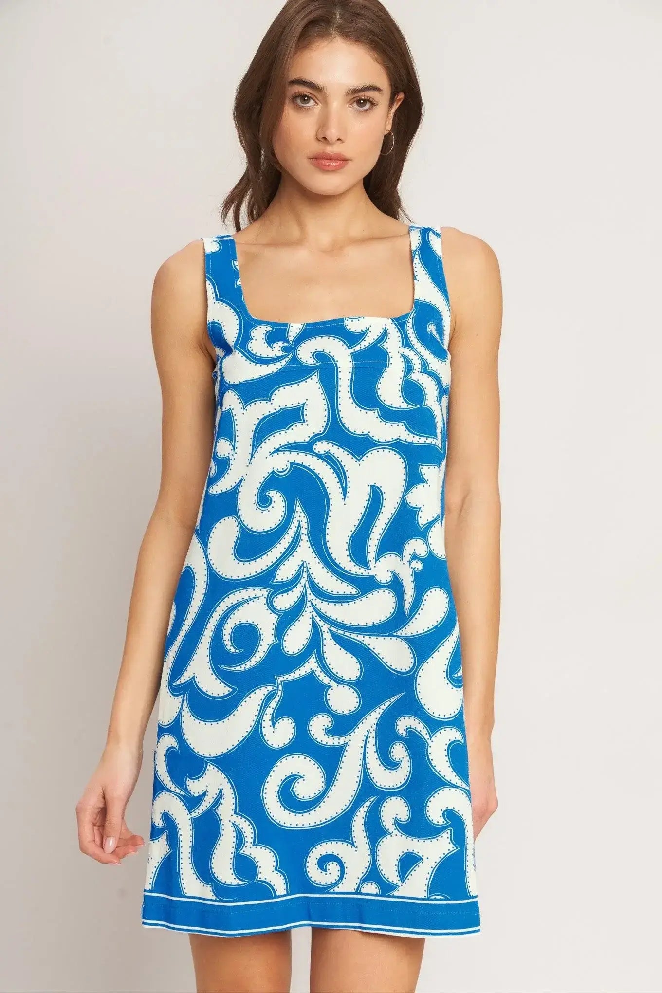 AZURE SWIRL WOVEN MINI DRESS - Flying Tomato - Flyclothing LLC