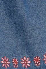 ARTISAN-INSPIRED DENIM MINI SHIFT DRESS - Flying Tomato - Flyclothing LLC