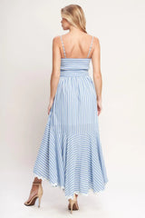 TIED TO YOU STRIPED WOVEN MIDI DRESS - Flying Tomato - Flyclothing LLC