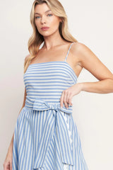 TIED TO YOU STRIPED WOVEN MIDI DRESS - Flying Tomato - Flyclothing LLC