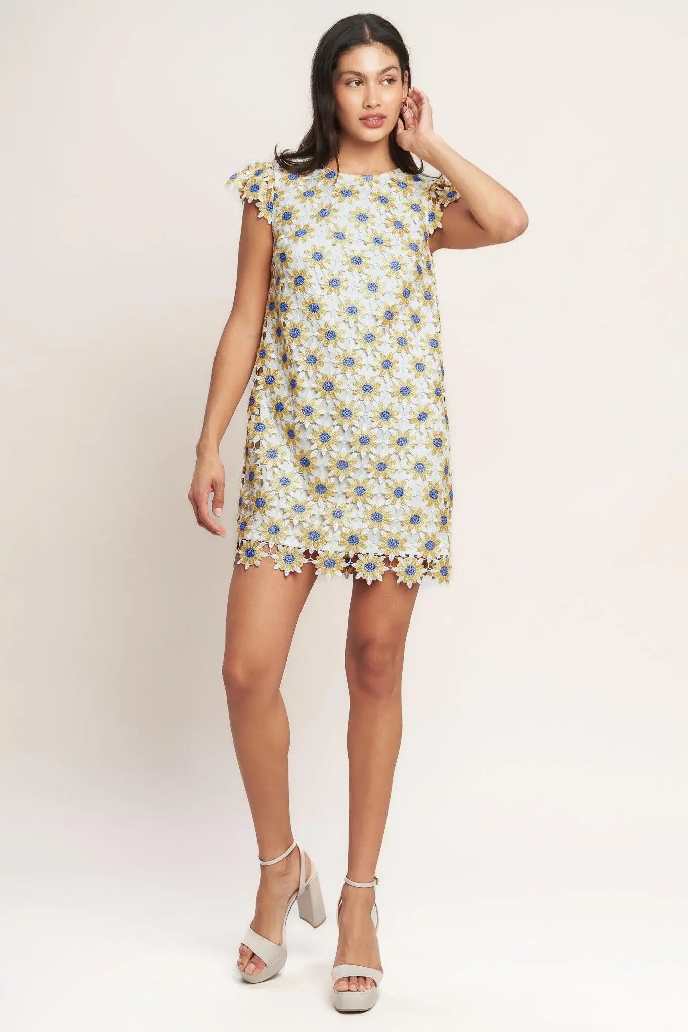 LITTLE RAY OF JOY WOVEN LACE MINI SHIFT DRESS - Flying Tomato - Flyclothing LLC