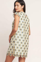 LITTLE RAY OF JOY WOVEN LACE MINI SHIFT DRESS - Flying Tomato - Flyclothing LLC