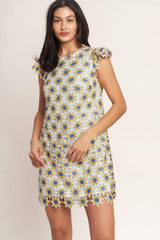 LITTLE RAY OF JOY WOVEN LACE MINI SHIFT DRESS - Flying Tomato - Flyclothing LLC