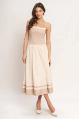SPRING HARMONY COLOR BLOCKED MIDI DRESS - Flying Tomato - Flyclothing LLC