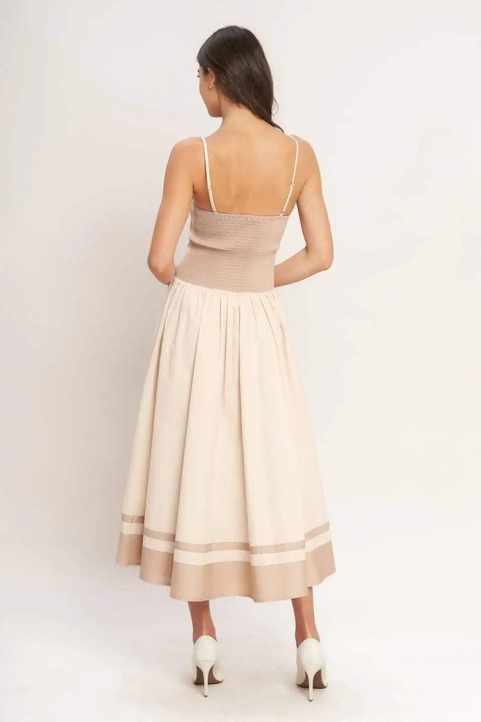 SPRING HARMONY COLOR BLOCKED MIDI DRESS - Flying Tomato - Flyclothing LLC