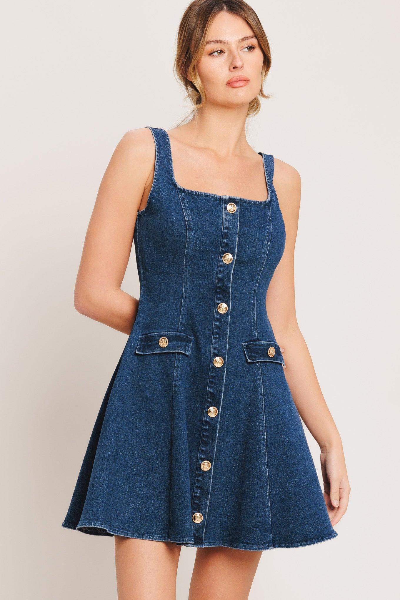 URBAN POLISH DENIM MINI DRESS - Flying Tomato - Flyclothing LLC