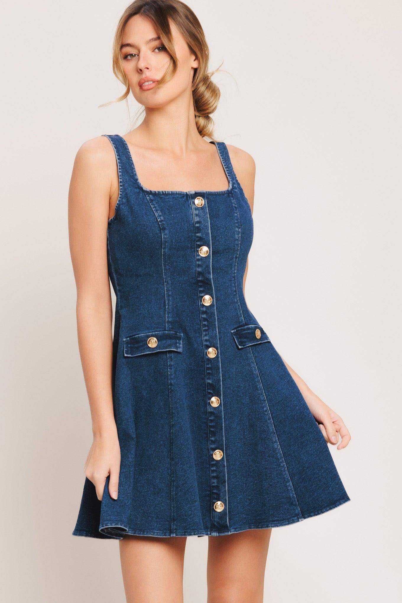 URBAN POLISH DENIM MINI DRESS - Flying Tomato - Flyclothing LLC