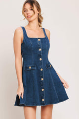 URBAN POLISH DENIM MINI DRESS - Flying Tomato - Flyclothing LLC