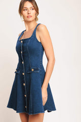 URBAN POLISH DENIM MINI DRESS - Flying Tomato - Flyclothing LLC