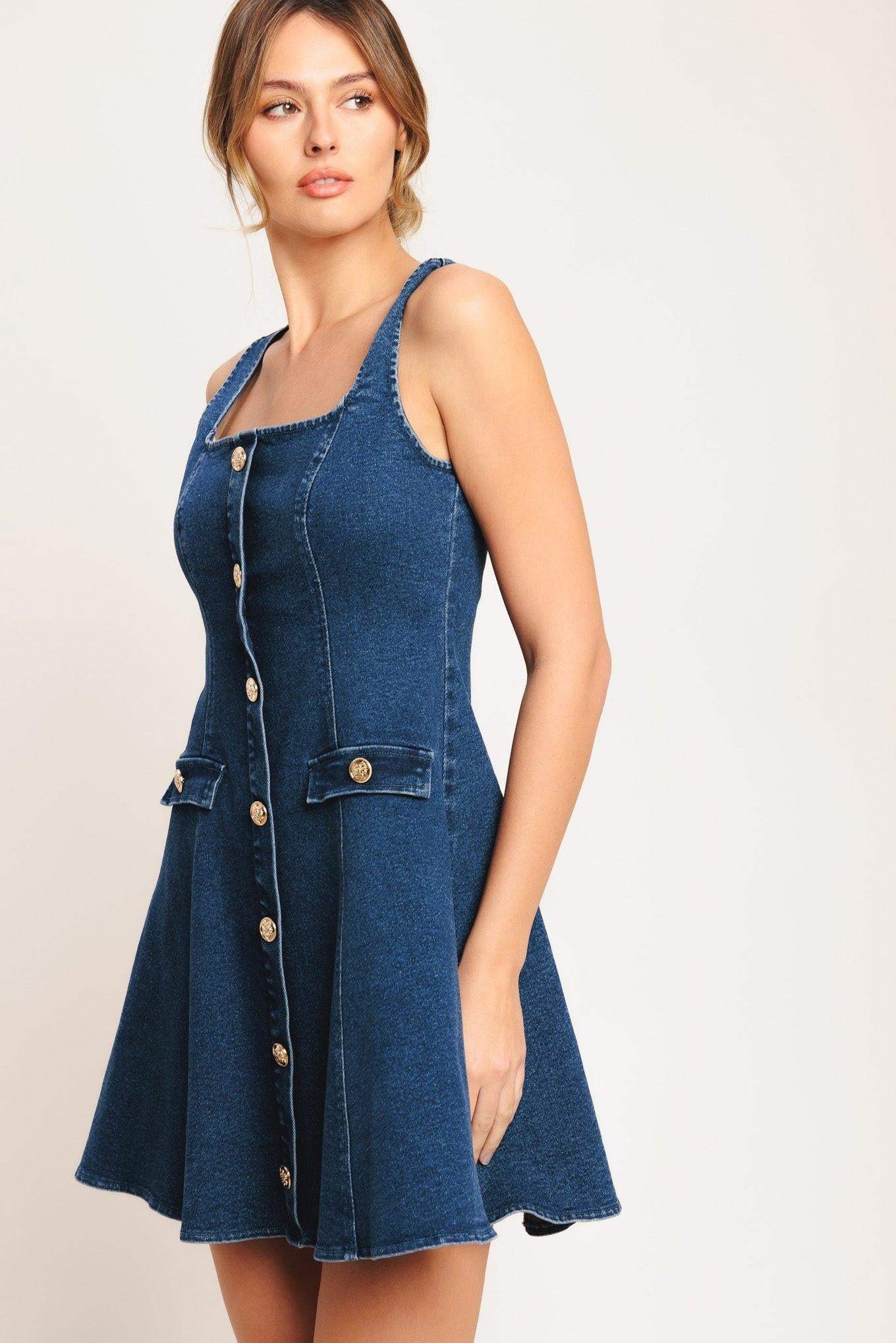 URBAN POLISH DENIM MINI DRESS - Flying Tomato - Flyclothing LLC