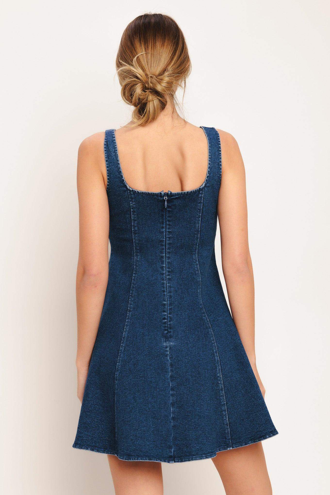 URBAN POLISH DENIM MINI DRESS - Flying Tomato - Flyclothing LLC
