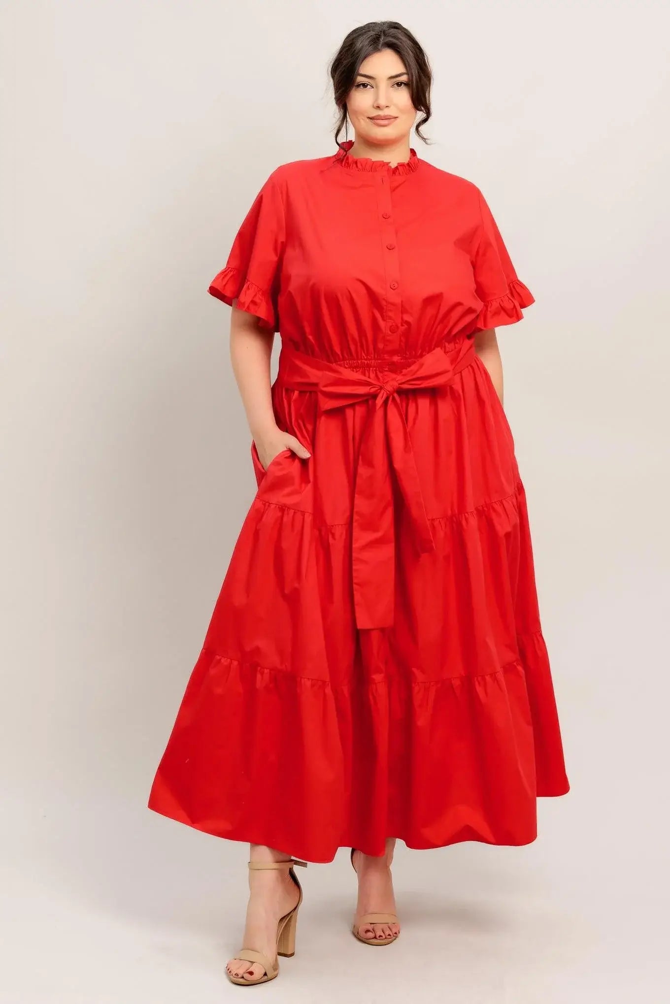 FEELS LIKE A COMPLIMENT WOVEN MIDI DRESS - Flying Tomato - Flyclothing LLC