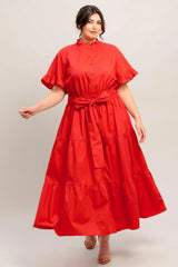 FEELS LIKE A COMPLIMENT WOVEN MIDI DRESS - Flying Tomato - Flyclothing LLC