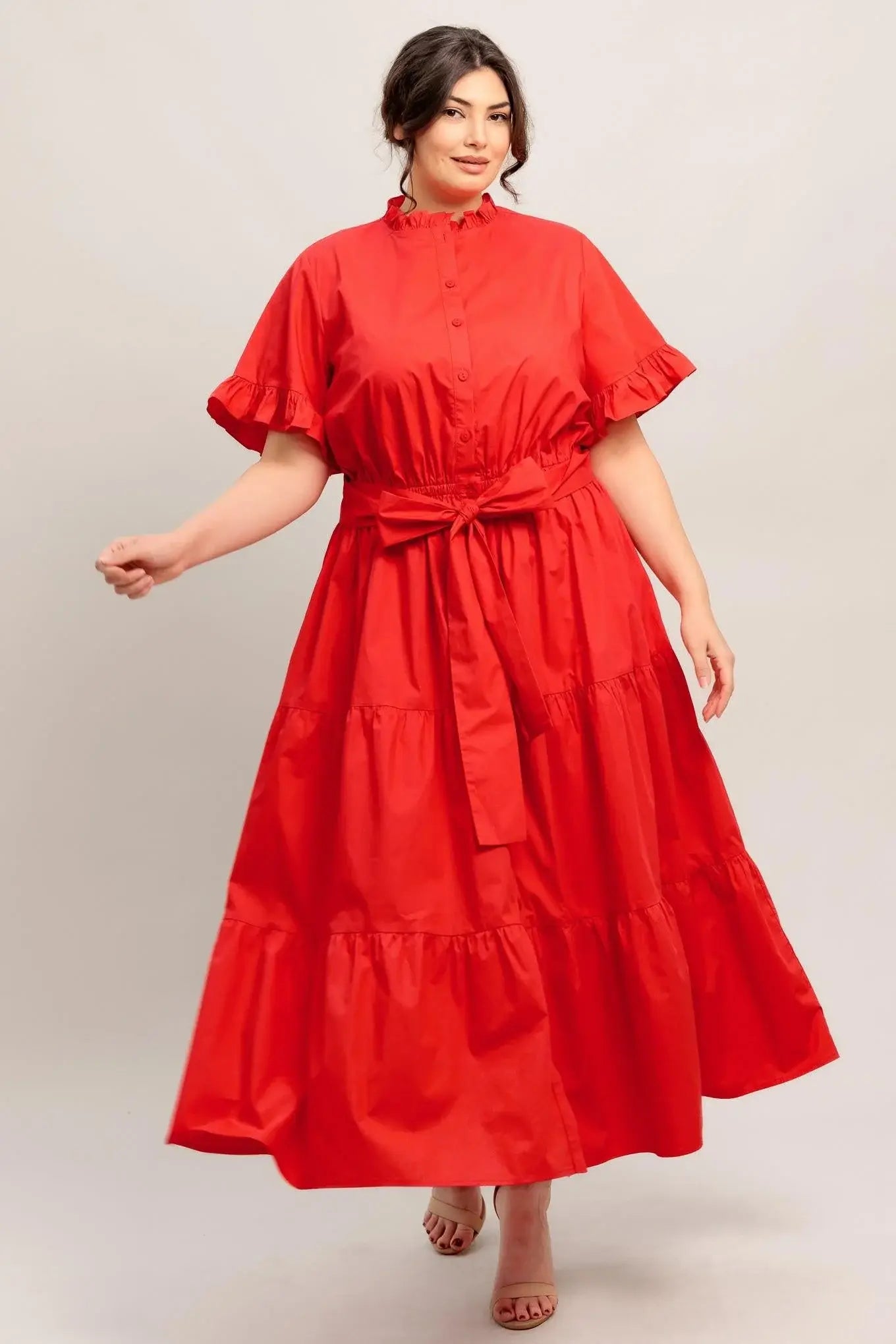 FEELS LIKE A COMPLIMENT WOVEN MIDI DRESS - Flying Tomato - Flyclothing LLC